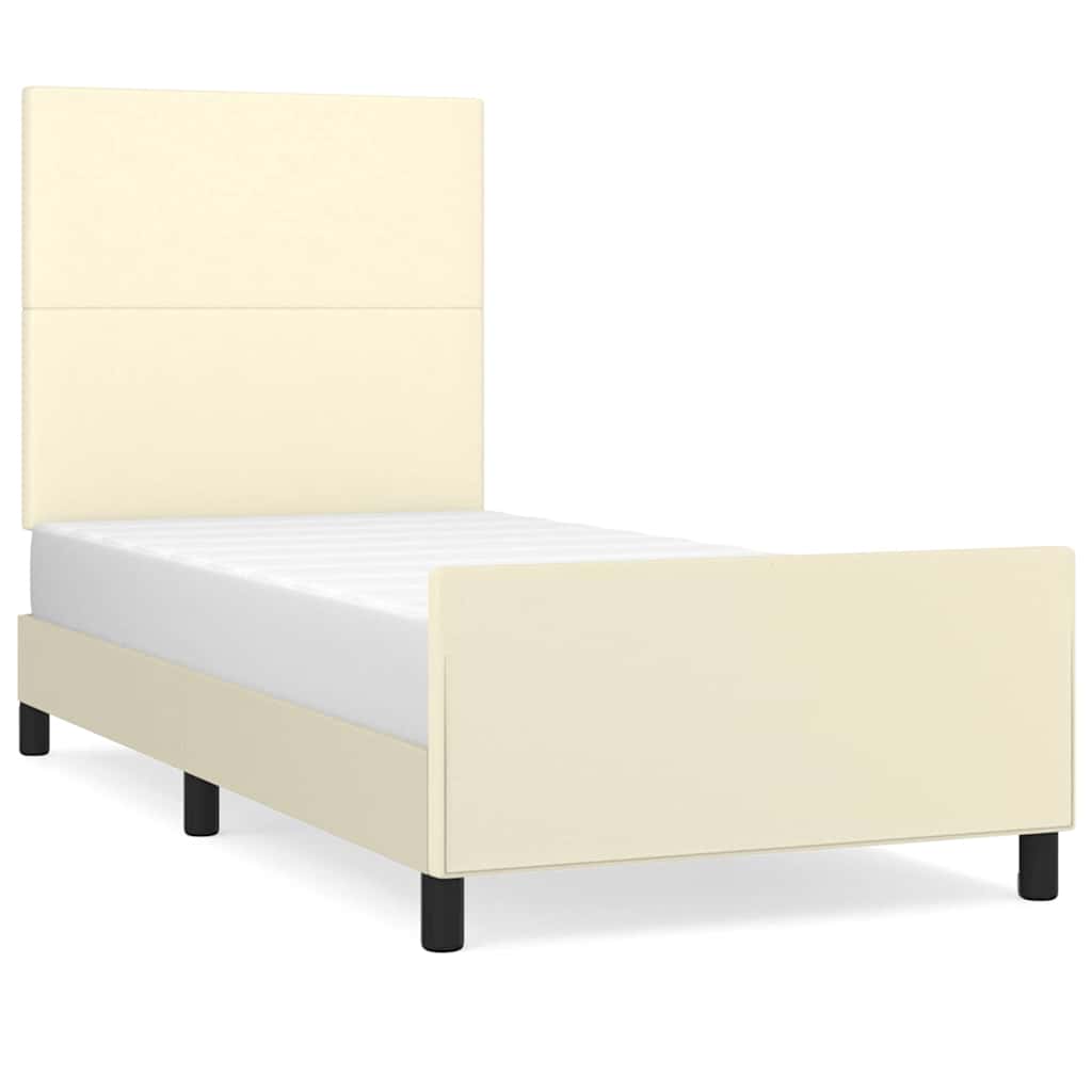 Vidaxl bedframe met hoofdbord kunstleer crèmekleurig 80x200 cm