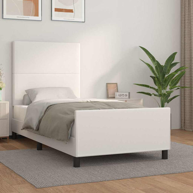 Vidaxl bedframe met hoofdbord kunstleer wit 90x190 cm