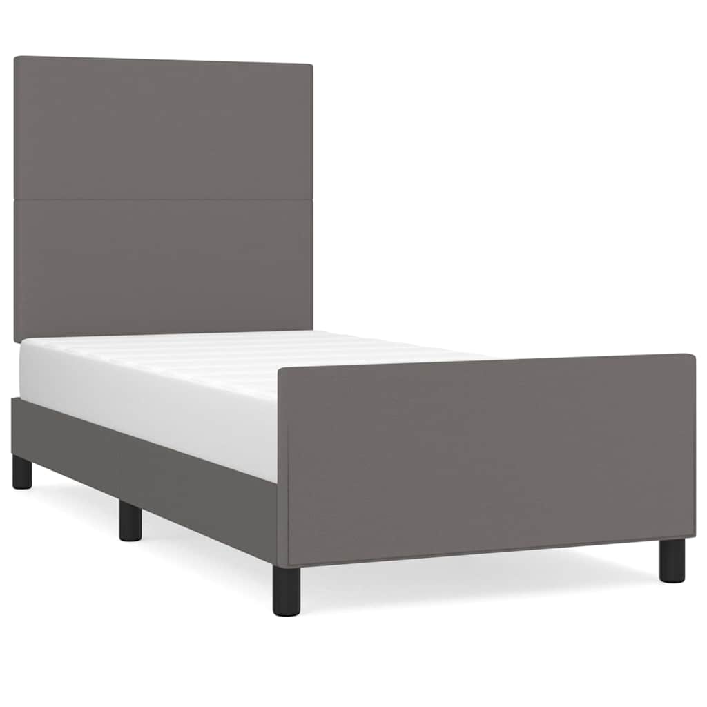 Vidaxl bedframe met hoofdbord kunstleer grijs 90x190 cm