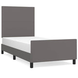 Vidaxl bedframe met hoofdbord kunstleer grijs 90x190 cm