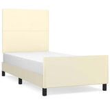 Vidaxl bedframe met hoofdbord kunstleer crèmekleurig 90x200 cm