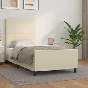 Vidaxl bedframe met hoofdbord kunstleer crèmekleurig 90x200 cm