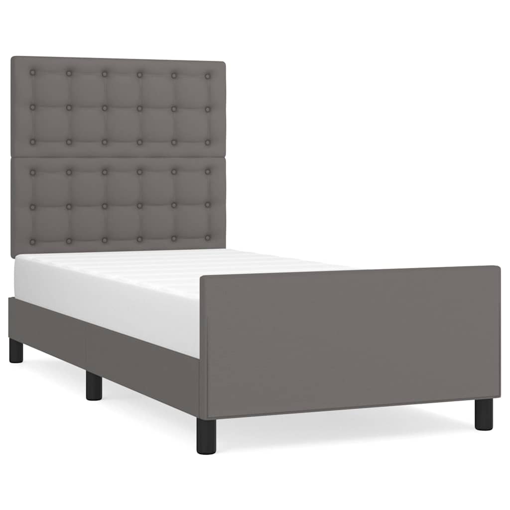 Vidaxl bedframe met hoofdbord kunstleer grijs 80x200 cm