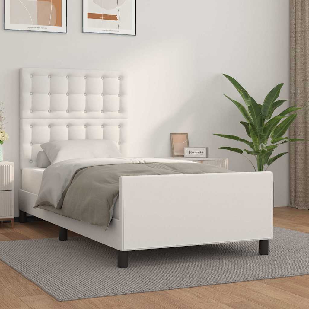 Vidaxl bedframe met hoofdbord kunstleer wit 90x190 cm