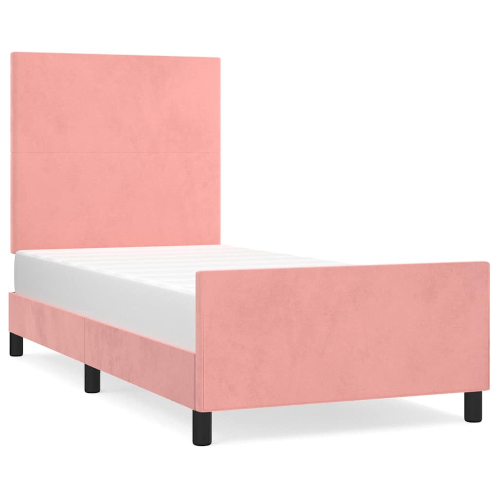 Vidaxl bedframe met hoofdeinde fluweel roze 100x200 cm