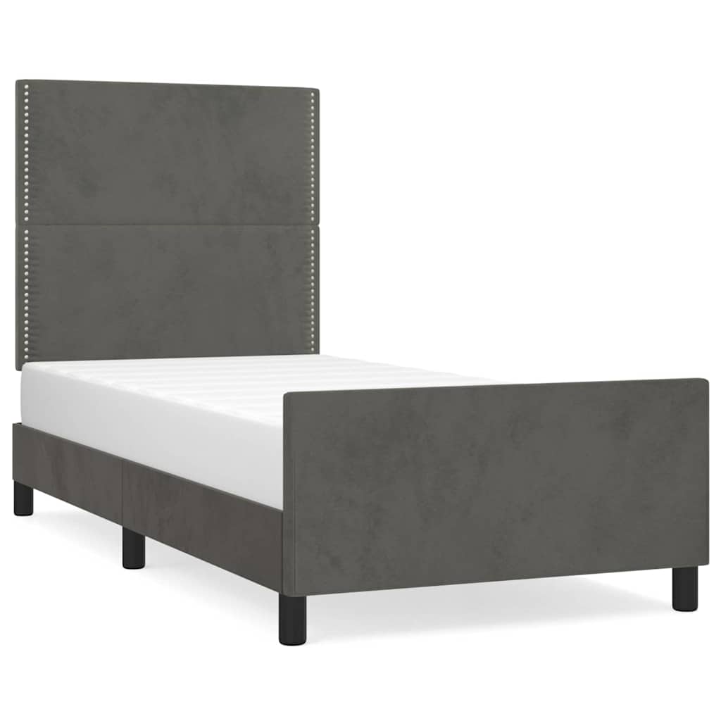 Vidaxl bedframe zonder matras 90x190 cm fluweel donkergrijs