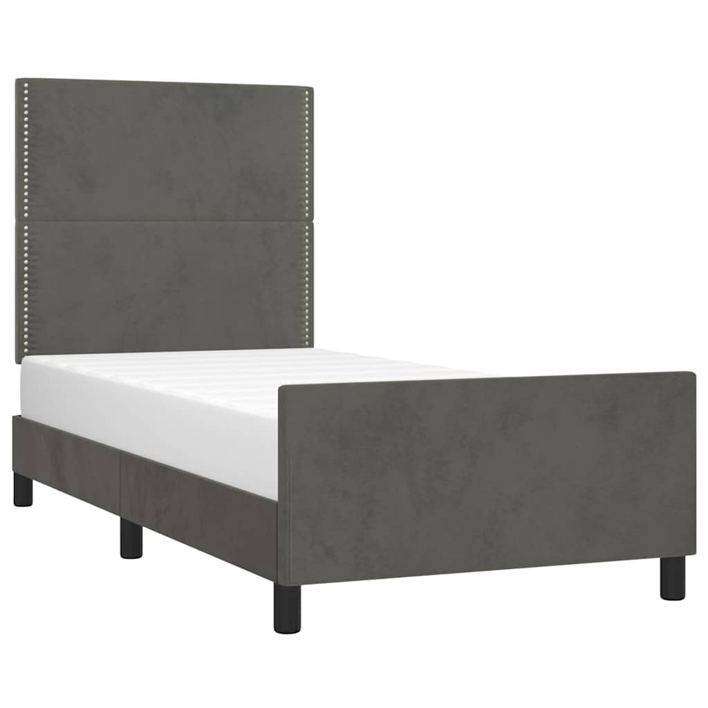 Vidaxl bedframe zonder matras 90x200 cm fluweel donkergrijs