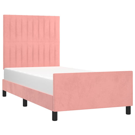 Vidaxl bedframe met hoofdeinde fluweel roze 80x200 cm