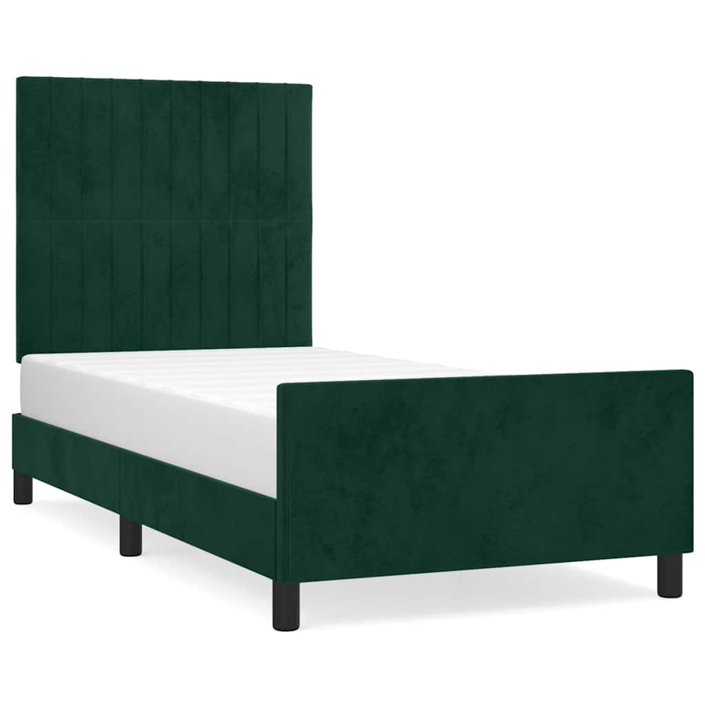 Vidaxl bedframe zonder matras 90x190 cm fluweel donkergroen