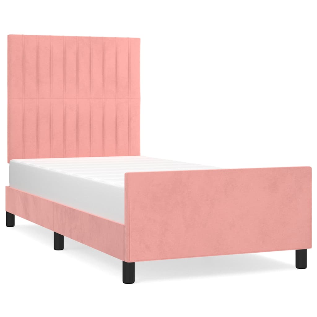 Vidaxl bedframe met hoofdeinde fluweel roze 90x190 cm