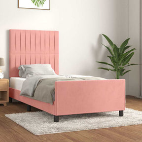 Vidaxl bedframe met hoofdeinde fluweel roze 90x190 cm