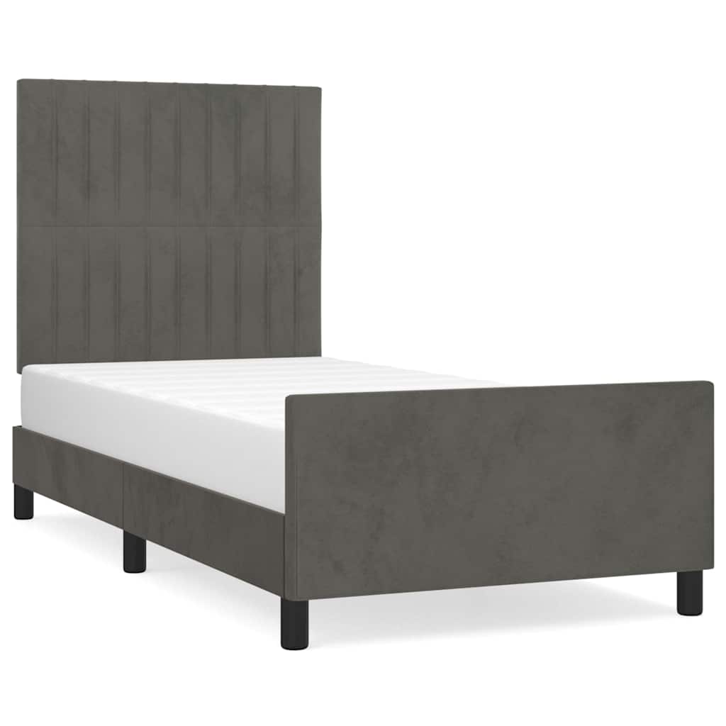 Vidaxl bedframe zonder matras 100x200 cm fluweel donkergrijs