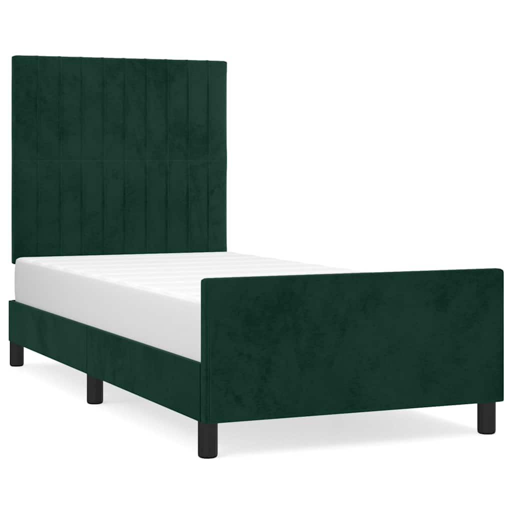 Vidaxl bedframe zonder matras 100x200 cm fluweel donkergroen