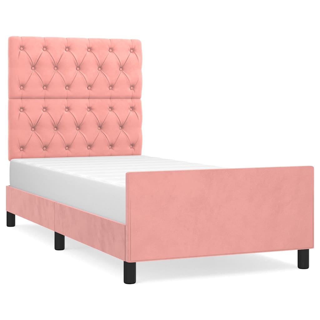 Vidaxl bedframe met hoofdeinde fluweel roze 80x200 cm