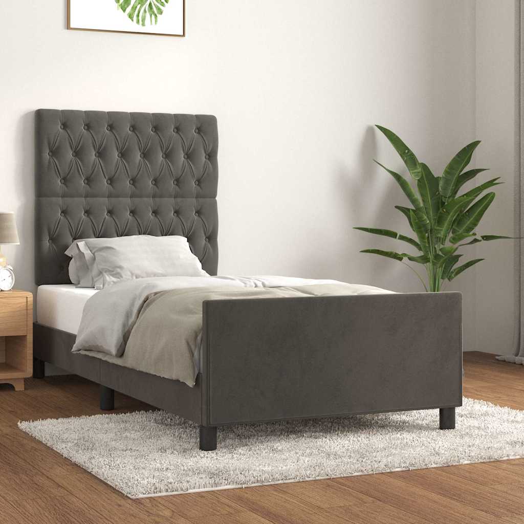 Vidaxl bedframe zonder matras 90x190 cm fluweel donkergrijs