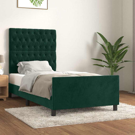 Vidaxl bedframe zonder matras 90x200 cm fluweel donkergroen