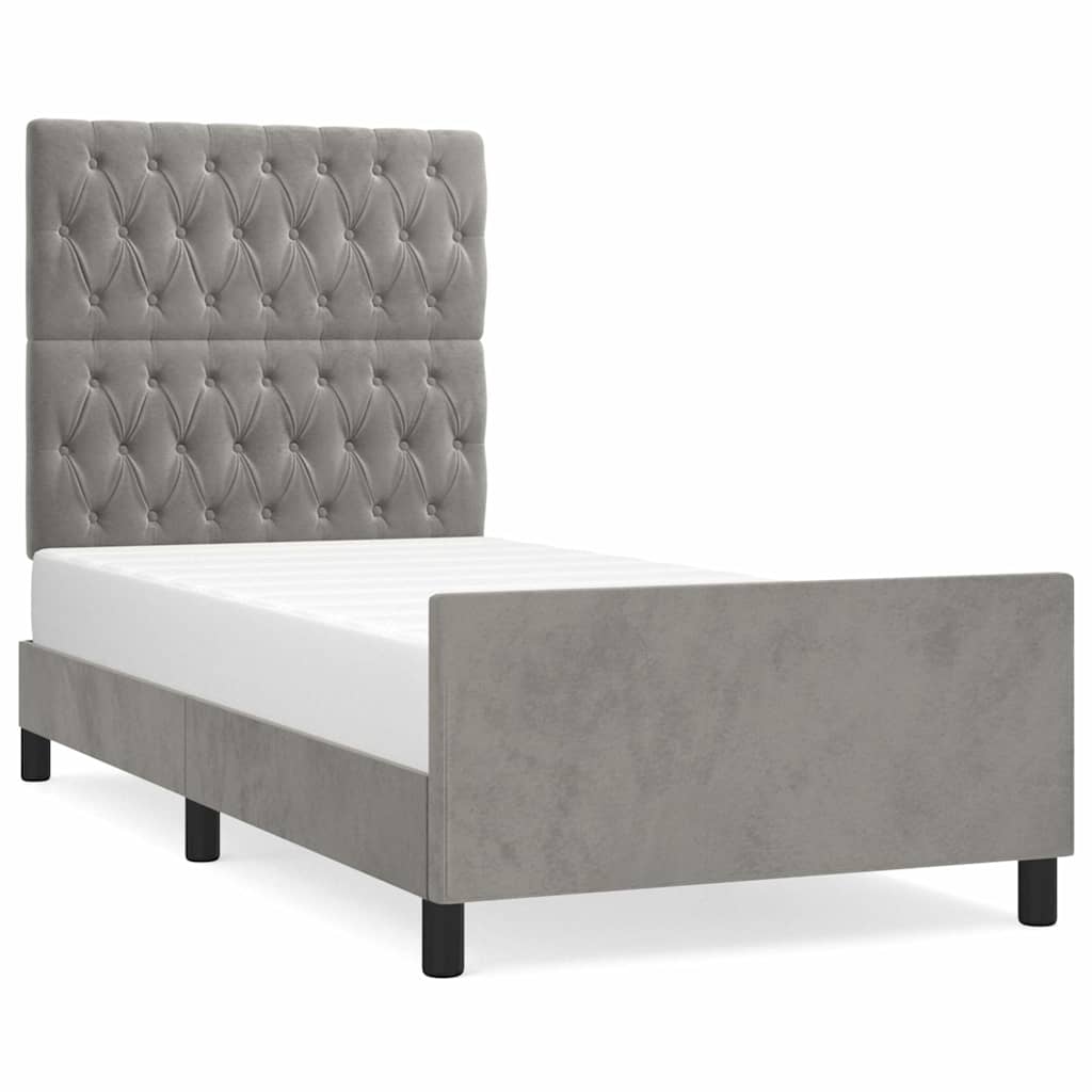 Vidaxl bedframe zonder matras 100x200 cm fluweel lichtgrijs