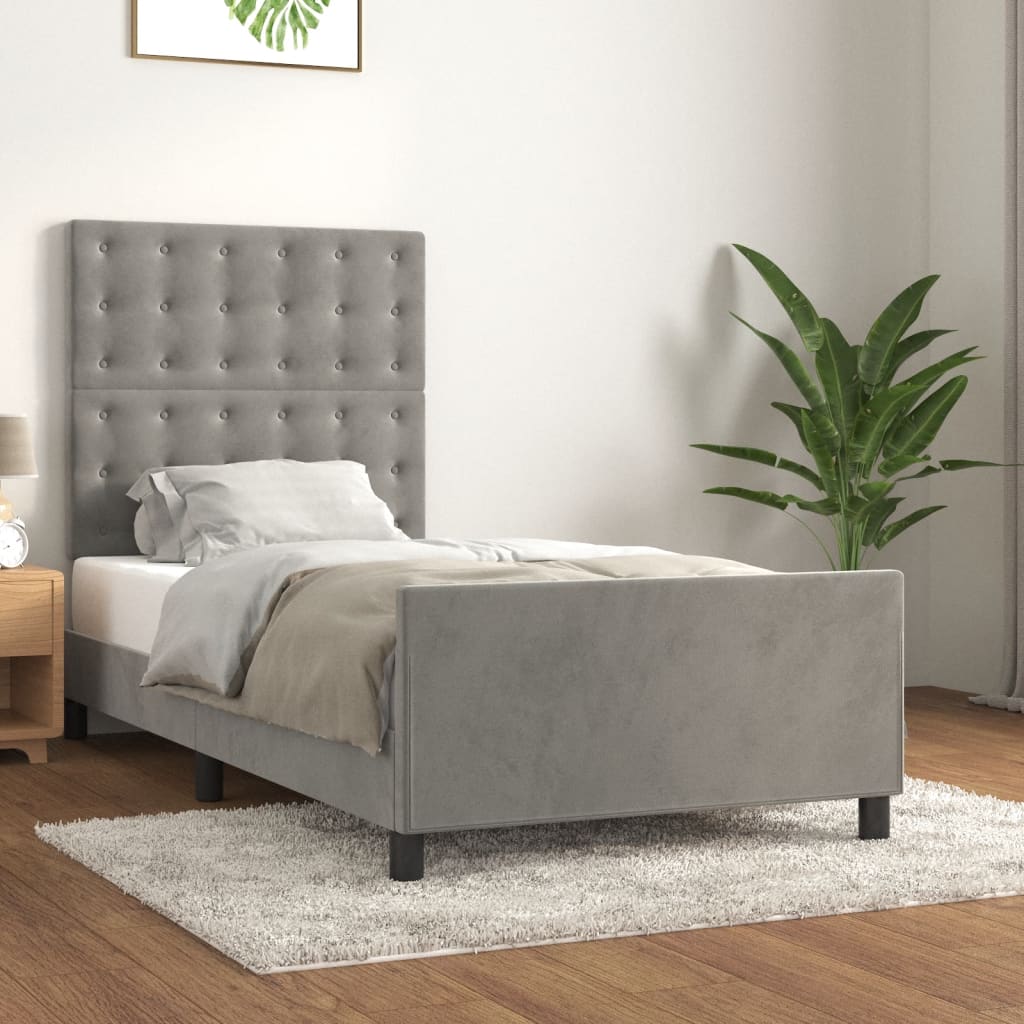 Vidaxl bedframe zonder matras 90x200 cm fluweel lichtgrijs