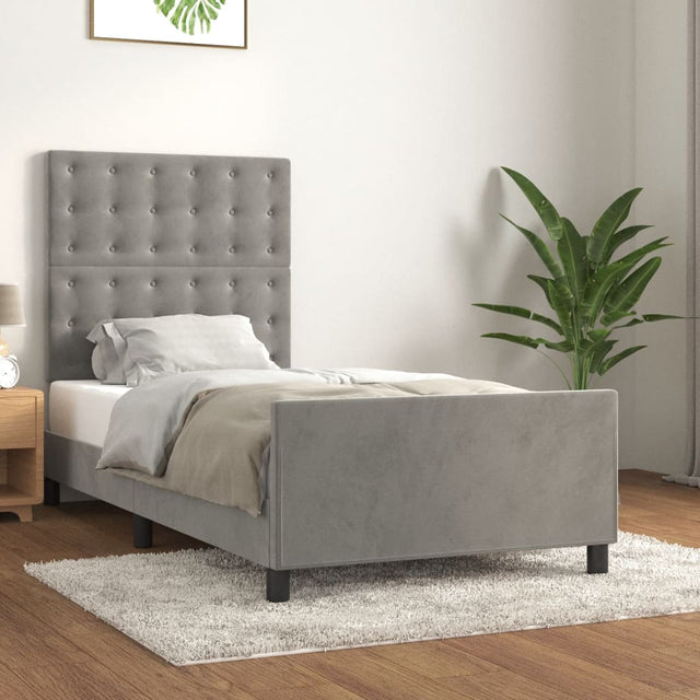 Vidaxl bedframe zonder matras 90x200 cm fluweel lichtgrijs