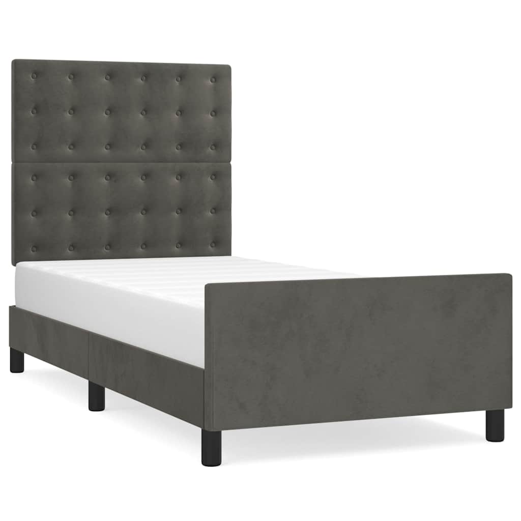 Vidaxl bedframe zonder matras 100x200 cm fluweel donkergrijs