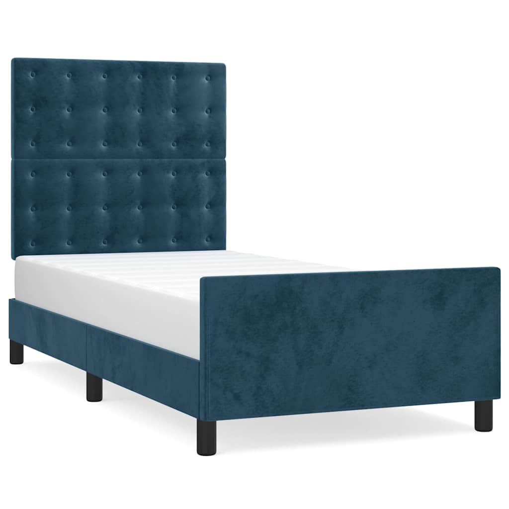 Vidaxl bedframe zonder matras 100x200 cm fluweel donkerblauw