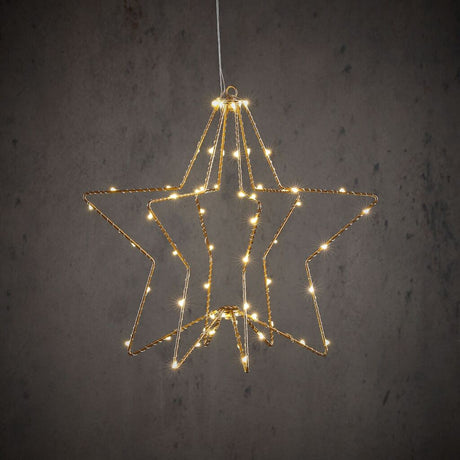 Inne marki wiszące gwiazdy 60 diod LED o barwie ciepłej bieli 32x30 cm złote
