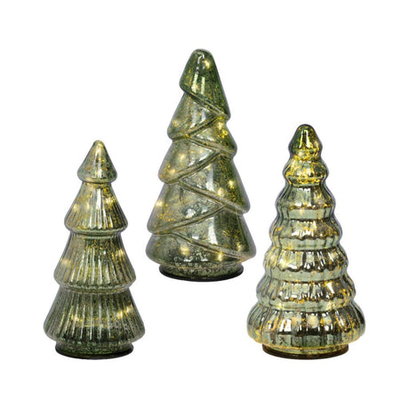 Overige merken glazen micro led bomen set groen