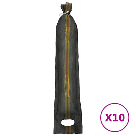 Worki z piaskiem VidaXL 10 szt. 103x25 cm HDPE ciemnozielone
