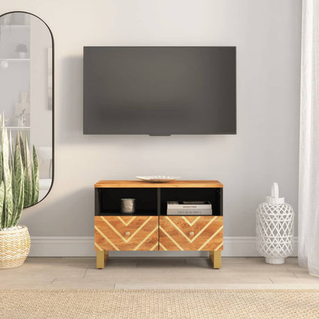 Vidaxl tv-meubel 70x33,5x46 cm massief mangohout bruin en zwart