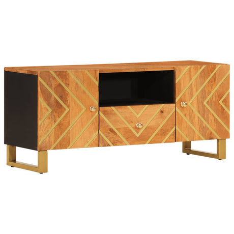 Vidaxl tv-meubel 105x33,5x46 cm massief mangohout bruin en zwart