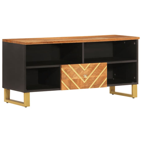 Vidaxl tv-meubel 100x33,5x46 cm massief mangohout bruin en zwart