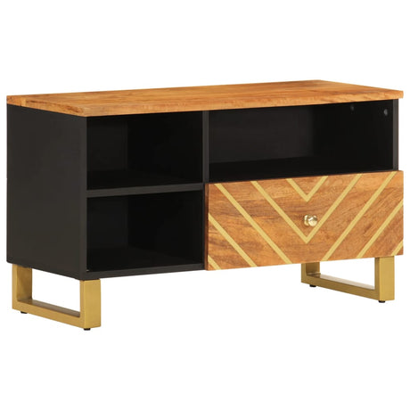 Vidaxl tv-meubel 80x33,5x46 cm massief mangohout bruin en zwart