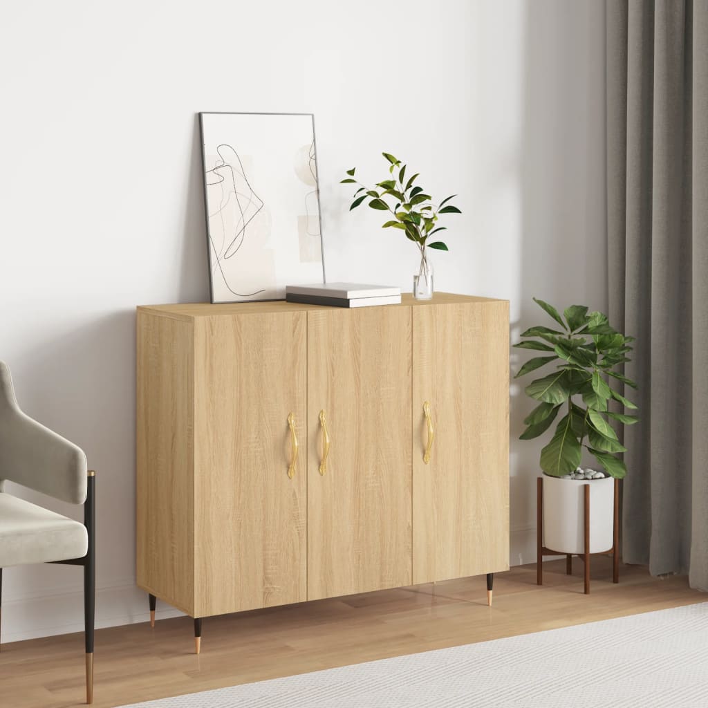 Vidaxl dressoir 90x34x80 cm bewerkt hout sonoma eikenkleurig