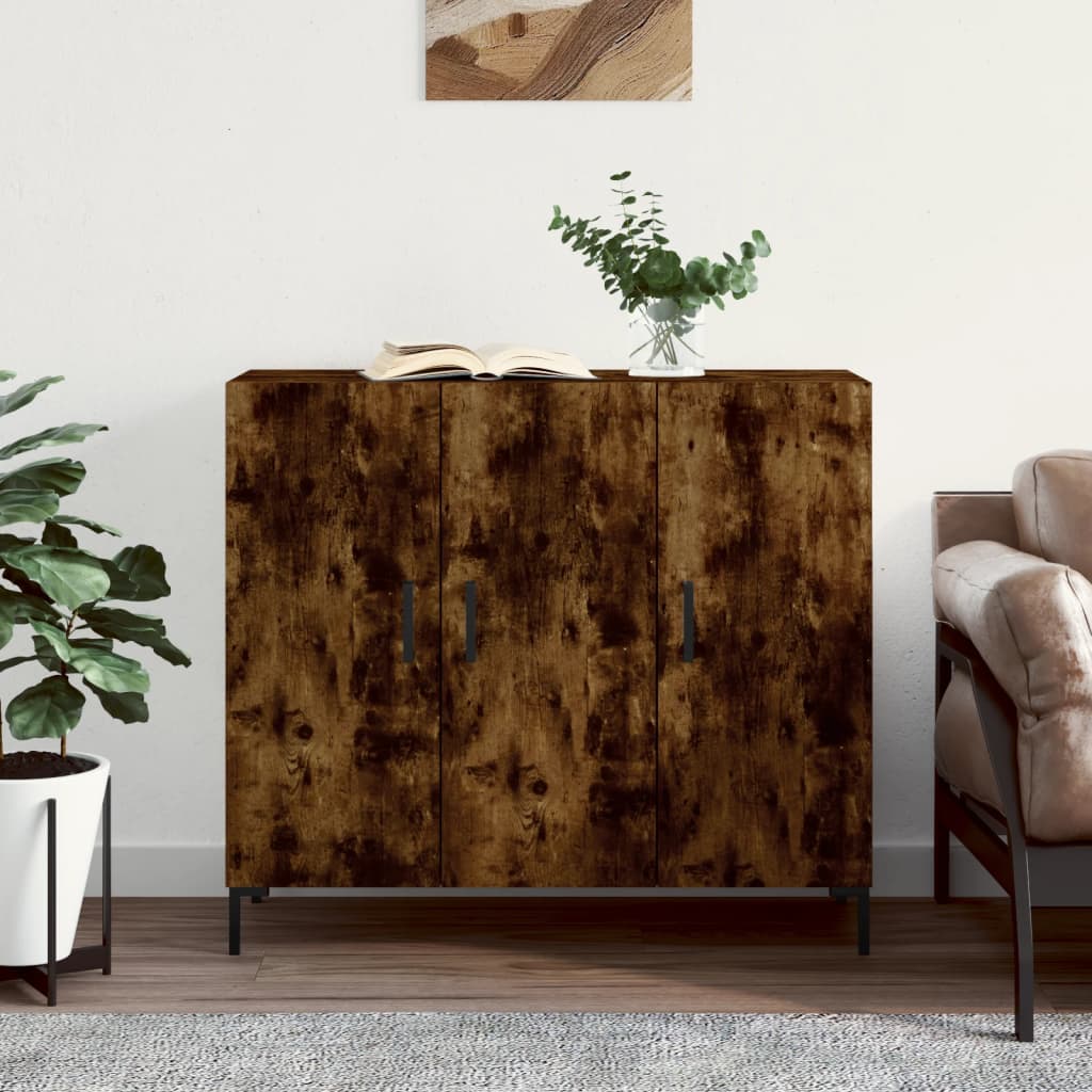 Vidaxl dressoir 90x34x80 cm bewerkt hout gerookt eikenkleurig