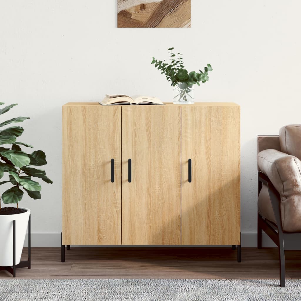 Vidaxl dressoir 90x34x80 cm bewerkt hout sonoma eikenkleurig