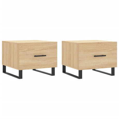 Vidaxl salontafels 2 st 50x50x40 cm bewerkt hout sonoma eikenkleurig