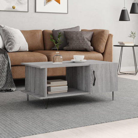 Vidaxl salontafel 90x50x40 cm bewerkt hout grijs sonoma eikenkleurig