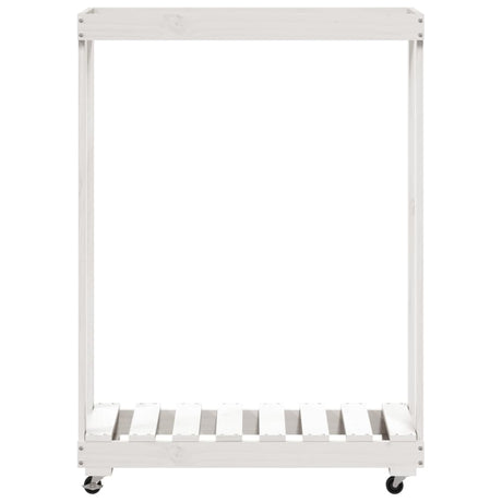 Vidaxl Wood Block Uchwyt z kołami 76,5x40x108 cm stałą sosną białą białą białą