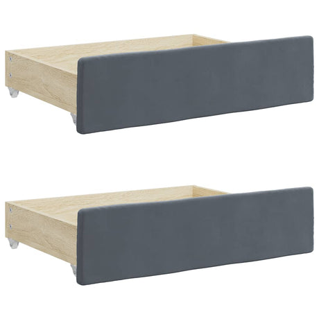 Vidaxl bedlades 2 st bewerkt hout en fluweel donkergrijs