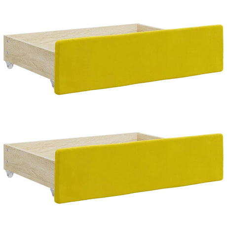 Vidaxl bedlades 2 st bewerkt hout en fluweel geel