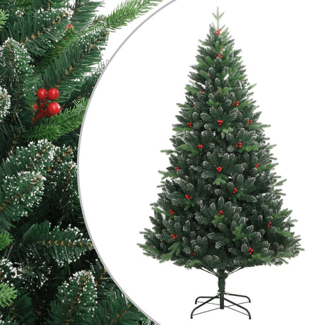 Vidaxl Kunstkerstboom z zawiasami i czerwonymi jagodami 180 cm