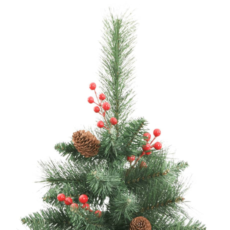 Vidaxl kunstkerstboom z zawiasami szyszkami sosnowymi i jagodami 240 cm