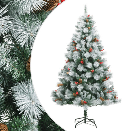 Vidaxl kunstkerstboom z zawiasami szyszkami sosnowymi i jagodami 210 cm