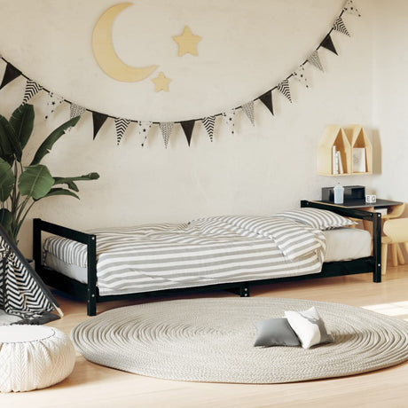 Vidaxl kinderbedframe 90x200 cm massief grenenhout zwart