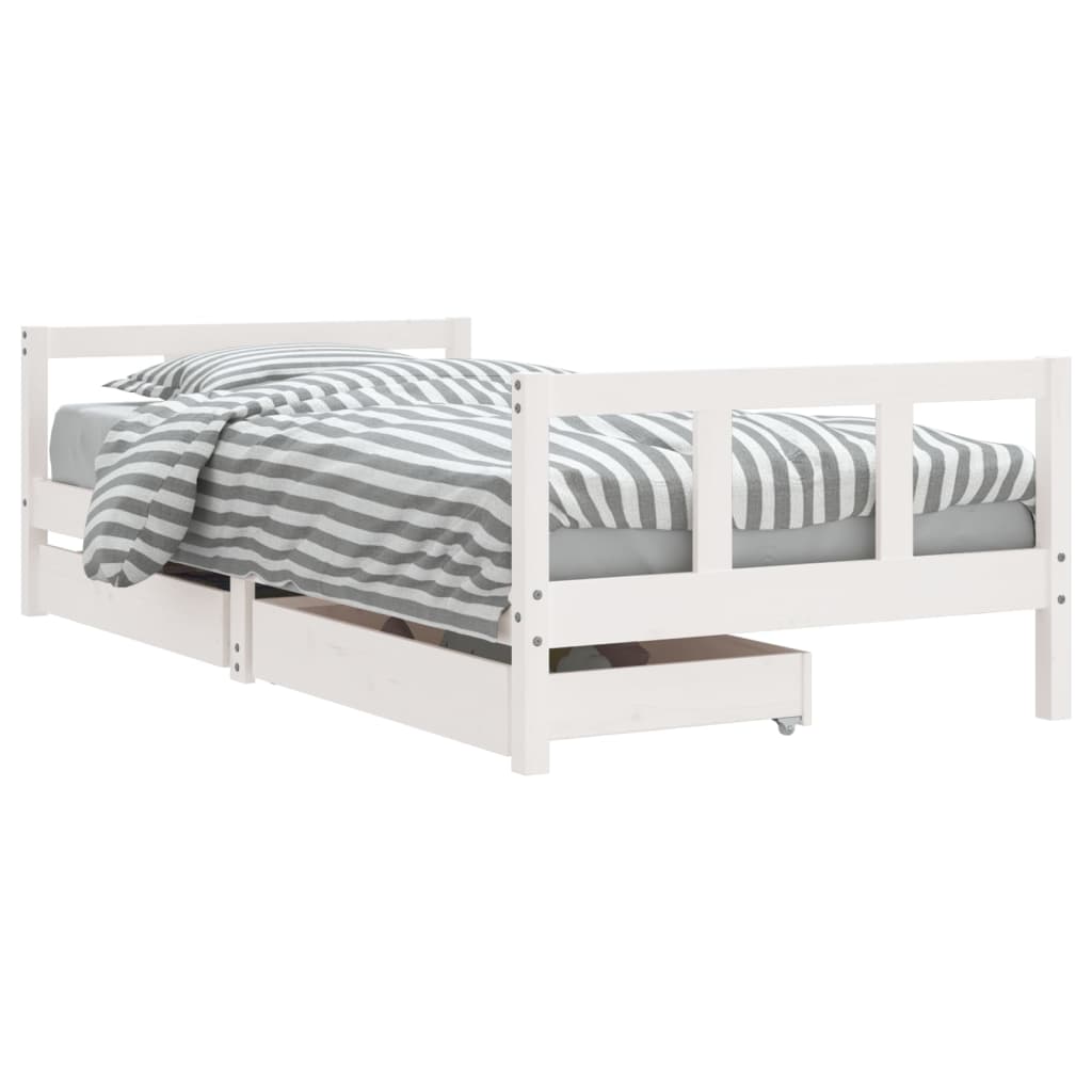 Vidaxl kinderbedframe met lades 90x190 cm massief grenenhout wit
