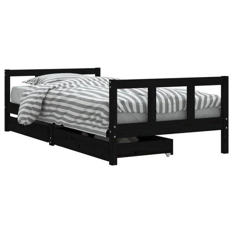 Vidaxl kinderbedframe met lades 90x190 cm massief grenenhout zwart