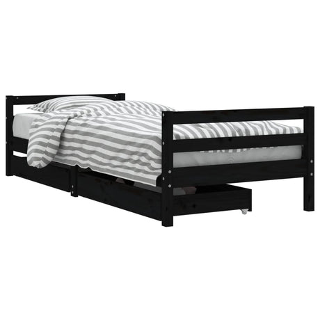 Vidaxl kinderbedframe met lades 80x200 cm massief grenenhout zwart