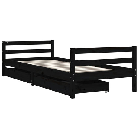 Vidaxl kinderbedframe met lades 80x200 cm massief grenenhout zwart