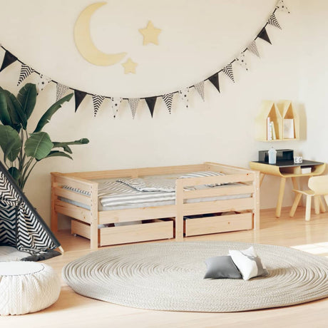 Vidaxl kinderbedframe met lades 70x140 cm massief grenenhout