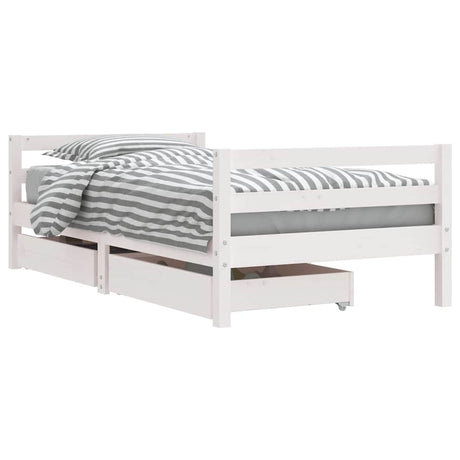 Vidaxl kinderbedframe met lades 80x160 cm massief grenenhout wit